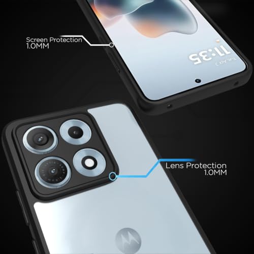 Image of RIGGEAR Shockproof Sleek Hybrid Armor Back Cover Case for Motorola Moto Edge 70 Max 5G (Clear PC + Black TPU Bumper)