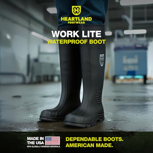 Heartland Work Lite Waterproof Work Boots for Men and Women - Lightweight, Flexible Steel Toe Boots with Easy On/Off, Slip-Resistant Outsole2
