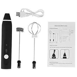 Adjustable Portable Electric Milk Frother USB Charging Automatic Egg Beater with 2 Mixer Head for Home Baking Shop Coffee Drink,Low Noise,Lightweight.