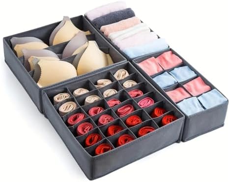 Combo 4 Organizadores de Gavetas para Roupas Íntimas, Meias, Suti...
