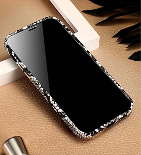 Coque iPhone 12 cuir véritable motif python avec bracelet de protection
