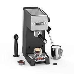 Cuisinart® Slim Espresso Machine | Espresso, Americano, Cold Brew | Integrated milk frother for Lattes and Cappuccino | 15-Bar Pressure, Bottomless Portafilter |Compact Design, Travel Mug Compatible