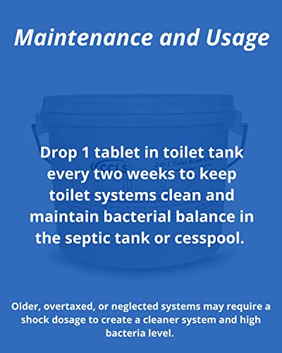ccls 2-n-1 Blue Toilet Bowl Tablets, Tank Cleaner and Septic/Cess Pool Treatment all-in-one, (6 Month Supply)