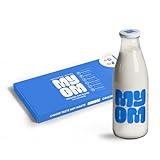 MYOM - Oat Drink with Glass Bottle - Makes 4 Litres - Vegan Plant Based Oat Drink with Vitamin D3, Vitamin B12 and Iodine - Low Sugar - Dairy Free Plant-Based Milk - Starter Bundle 4 x 130g