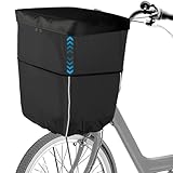 COBIVI 自転車 カゴカバー 2段式 前カゴカバー 防水 厚的 ファスナー両開き 雨よけ 前カゴカバー (前後兼用) 取り付け簡単 大容量 自転車 電動アシスト車対応 レイン 防塵 日焼け止め 雨 通勤 ワイド対応 (黒)