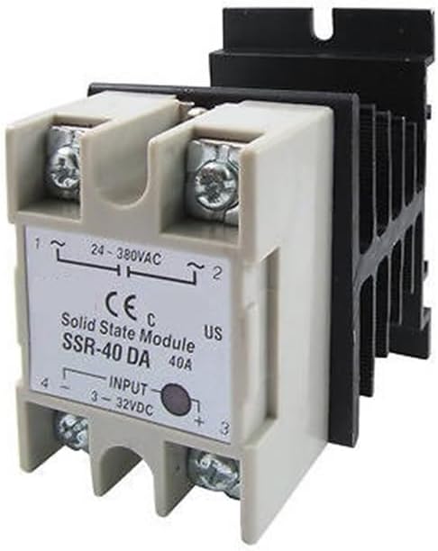 High Single Phase Solid State Relay SSR-40DA 40A DC-AC 3-32V 24-380V with Heat Sink