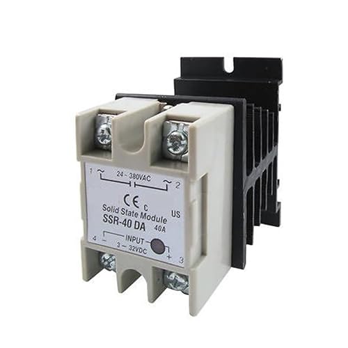 YLQUXEUV High Single Phase Solid state relay SSR-40DA 40A DC-AC 3-32V 24-380V with heat sink