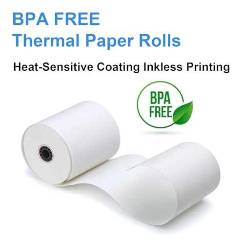 3 1/8 x 230 Thermal Paper Receipt Rolls (50 Pack) 55 GSM Premium Quality, BPA Free Receipt Paper Compatible with Most POS Systems, Cash Registers, Thermal Receipt Paper Rolls