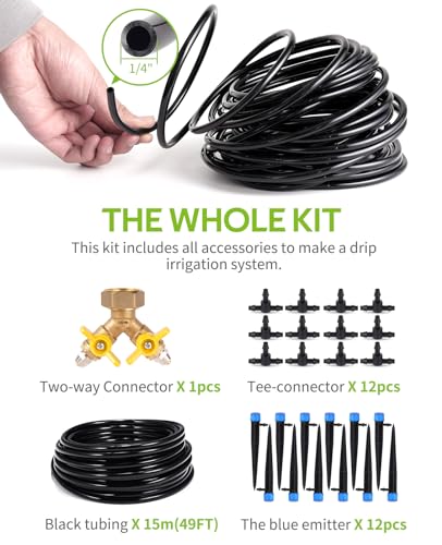 image for HIRALIY 50ft Drip Irrigation Kit Plant Watering System 8x5mm Blank Dis