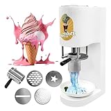 BeoyNot Kommerzielle Spaghetti-EIS Presse - 30L/h Ausstoß - Soft Serve & Gelato Maschine mit 4 Formen, Professioneller EIS-Nudel Extruder, Eismakkaroni-Hersteller White