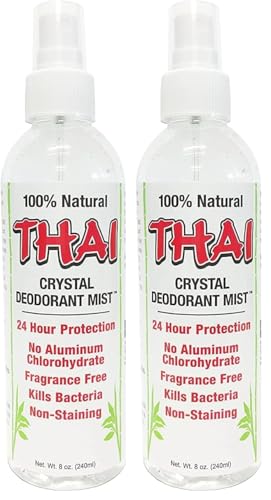 THAI Natural Crystal Deodorant Mist Spray (8 Fluid Ounces) (Pack of 2)