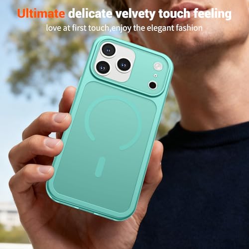 Image of SUPFINE Magnetic for iPhone 17 Pro Max Case Blue Green | (Compatible with MagSafe)(Military Grade Drop Protection)(Camera Protection)Translucent Matte Phone Cover