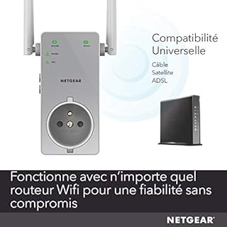 NETGEAR Répéteur WiFi (EX3800), Amplificateur WiFi AC750, Booster WiFi, jusqu'à 70m², repeteur WiFi puissant , WiFi Extender avec Prise de courant Intégrée, Compatible toutes Box internet