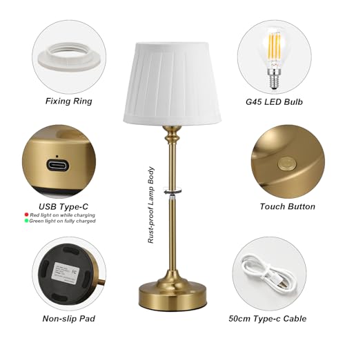Lámparas de mesa recargables 2 unidades 15.8 pulg miniatura 3