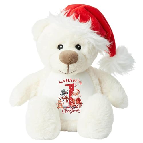 Crafted Memories - Personalised Baby Teddy | Customisable Soft Toy for 1st Christmas | Ideal Keepsake for Boys & Girls | Baby & Brother Matching Items | First Xmas