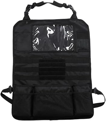 TWO PACK of TouchPad UTV Side by Side Seatback Gear Organizer, Molle Car Seat Panel Back Protector Tactical Quick Gear Deployment US Flag Patches included (2) (Black)