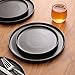 Stone Lain Stoneware Round Salad Plates Set, Black Matte, 1.05 pounds