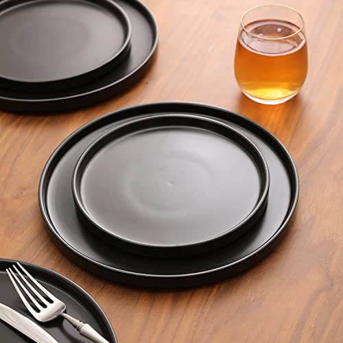 Image of Stone Lain Coupe Stoneware Set of 4, Salad Plates, Black Matte