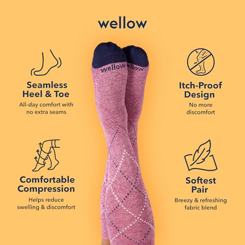 Image of Wellow Knee High Compression Socks for Men & Women - Made with Viscose from Bamboo, Swelling & Pregnancy Support