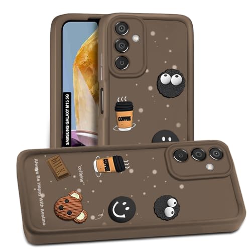 Image of AESTMO Back Case Cover for Samsung Galaxy M15 / F15 Cover | Cute Fun Cartoon 3D Ball | Coffee Silicone Case | Full Body Protection | Camera Protection Back Cover for Samsung Galaxy M15 / F15 (Brown)