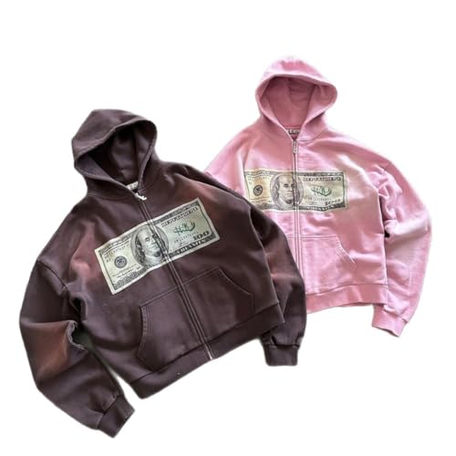 Men and women personalized printing zipper pullover long sleeve sweater street retro trend y2k Fashion Hoodies2