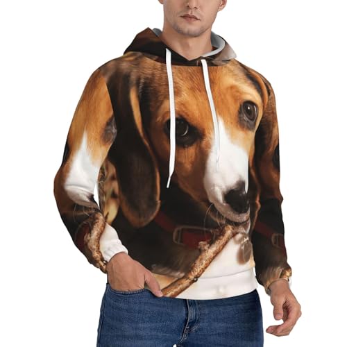 Pull homme avec capuche motif beagle cordon de serrage vêtement décontracté