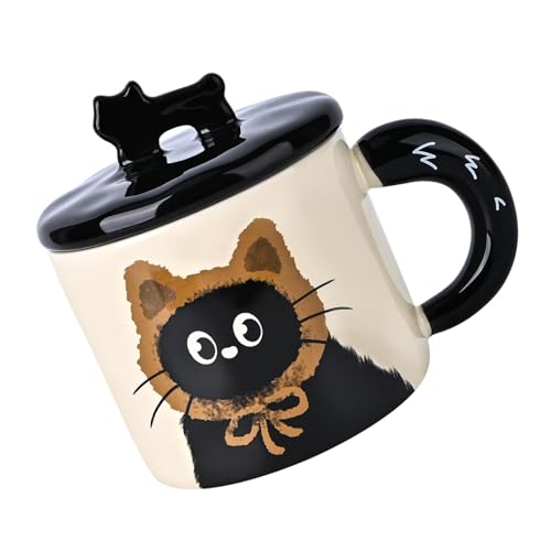 セラミックコーヒーカップ創造的人格ドリンクマグハンドルと蓋 370 ミリリットル家庭用箸置き簡単にきれいなマグ