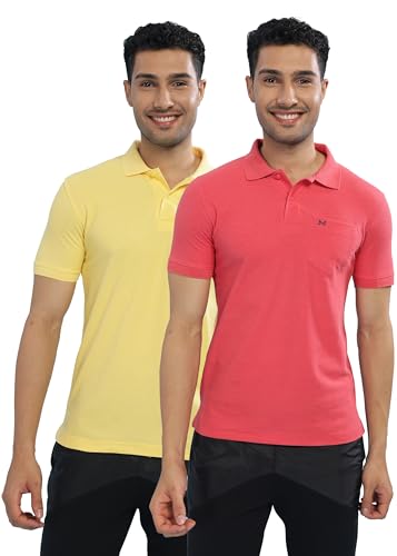 Image of Force NXT Polo Neck T-Shirt for Men Pack of 2 | Regular Fit T-Shirt for Men | Premium Super Combed Rich Cotton Polo Shirt | Men's Ultra Soft Half Sleeve T-Shirt