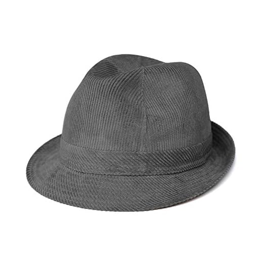 fiebig Westminster Corduroy hat | Trilby for Women & Men Made of Cotton | in Fedora with Cord Set, Inner Band & mesh Lining (62-XXL, Grey)