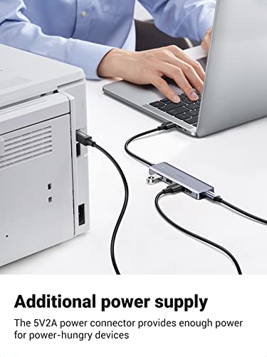 Image of UGREEN USB 3.0 Hub 4 Port Ultra Slim Data Hub with 5V Micro USB Power Compatible for MacBook Mac Pro Mini, iMac, Surface Pro, XPS, IdeaPad, MateBook X Pro, Notebook PC, USB Flash Drives, Mobile HDD