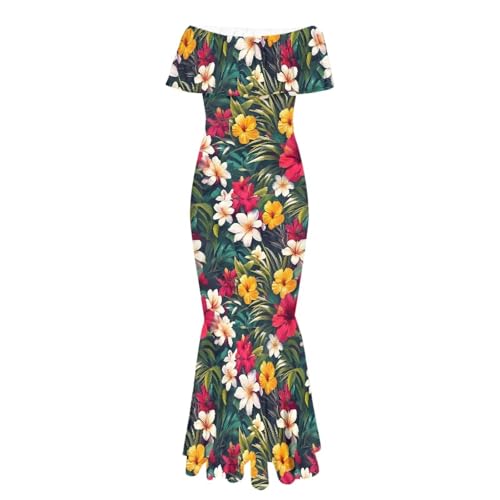 Image of Polynesian for Women S-7XL Off Shoulder Maxi Dress Hawaiian Summer Dresses