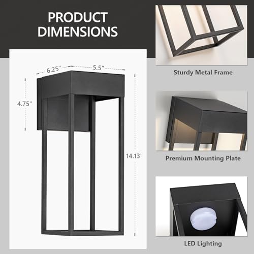 Image of LED Outdoor Wall Lights, Wall Mount Wall Sconces, 1 Pack | 3000K Hardwired, IP65 Waterproof Wall Lantern, Exterior Lighting Fixtures for Front Door Porch Garage Patio Garden