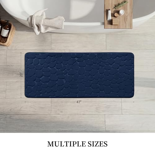 YIHOUSE Memory Foam Runner Rug, Cobblestone Bathroom Runner Rugs Super Water Absorbent Bath Mats for Bathroom Machine Washable Bath Rugs for Hallway Bedroom Laundry Room(20 x 47,Dark Blue) - image 6