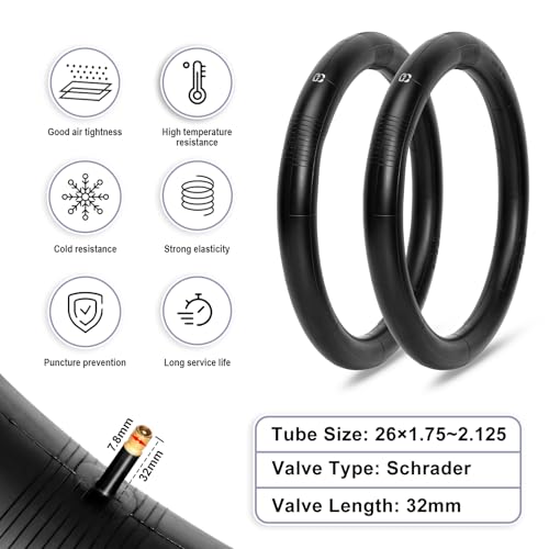 2-Pack Mountain Bike Tires & Tubes Set: 26/27.5/29-Inch