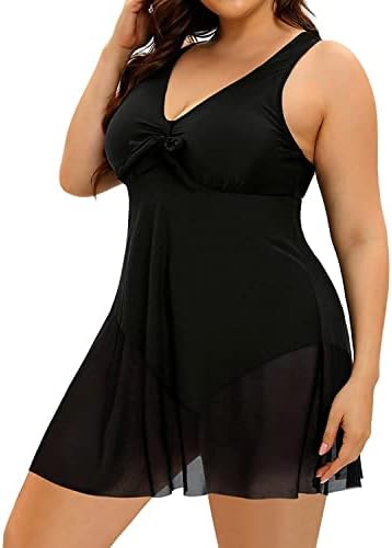 Holipick Plus Size Bathing Suit for Women One Piece Swimsuit Tummy Control Mesh Swim Dress