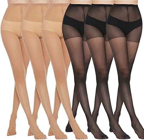 MANZI Sheer Tights Women Control Top High Waist Reinforced Toes 2/6 Pairs
