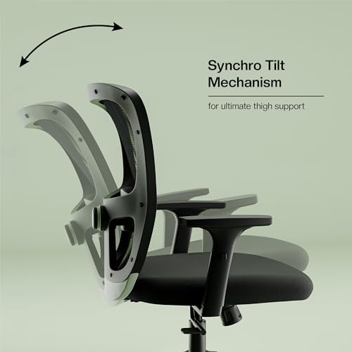 Image of Green Soul Jupiter Lite (Mid Back) | Ergonomic Office Chair for Work | 3 Year Warranty | Single-Lock Synchro Tilt Recline Mechanism | 1D Armrest | Material Nylon | Adjustable Lumbar | Black
