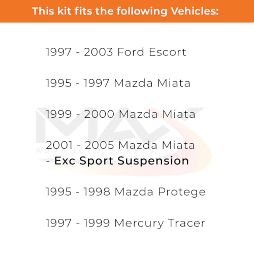 Image of Max Advanced Brakes Rear Brake Kit Compatible With 1997-2001 2002 2003 Ford Escort Compatible With Mazda Protege Miata Replacement Premium OE Disc Brake Rotors and Ceramic Brake Pads