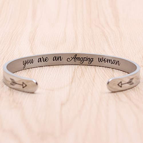 Btysun Bracelets for Women Mothers Day Bracelet Gifts from Daughter Inspirational Gifts for Women Graduation Gifts for Her Motivational Birthday Cuff Bangle Friendship Personalized Mantra Jewelry…