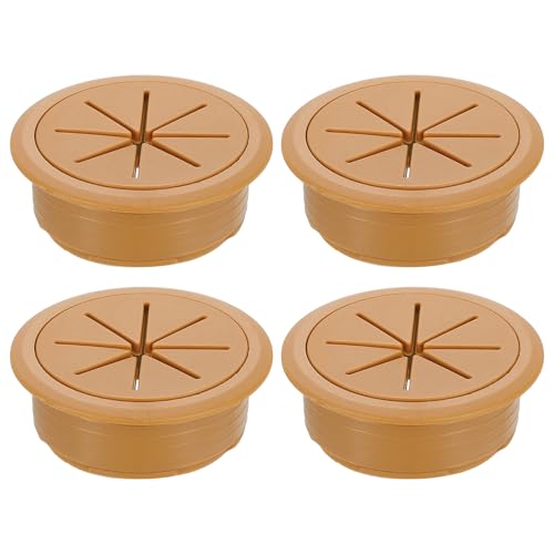uxcell 4 Pcs Desk Grommet, 1.97 Inch 50mm Desk Cable Hole Cover Wire Hole Insert for Home Office Table Cabinet Cord Organizer, Brown