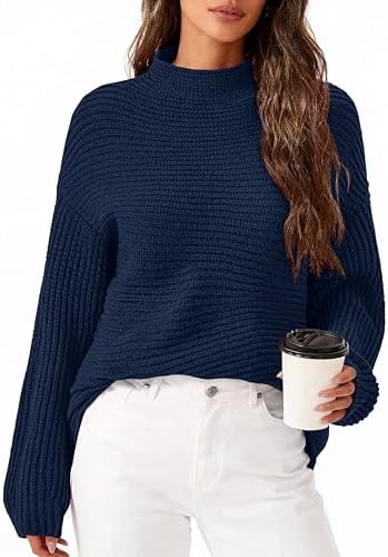 PRETTYGARDEN Womens Sweaters Fall Fashion 2025 Oversized Long Sleeve Mock Neck Chunky Knit Pullover Tops Winter Clothes