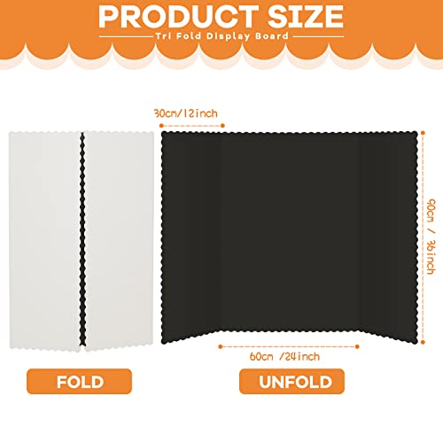 Image of Henoyso 8 Pcs 36 x 48 Inch Black Tri Fold Poster Board Bulk for Display | Science Fair Project, Classroom Display Paperboard, Single Wall Build, Lightweight Presentation Board, 3 Panels