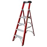 Excel Electricians Fibreglass StepLadder 3/4/5/6/8 Tread EN131 - Heavy Duty 6 Treads ladder, foldable ladder, folding stepladder, lightweight stepladder, fibreglass step ladder (4 Tread, Red Color)