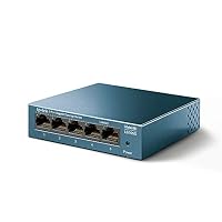 TP-Link LS105G 5-Ports Gigabit Netzwerk Switch (5 RJ-45 LAN Ports, Robustes Metallgehäuse, 802.1P/DSCP QoS, Plug-and-Play, lüfterlos) blau metallic – Ansicht 2
