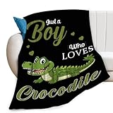 Lovira Just A Boy Who Loves Crocodile Throw Blanket Alligator Print Throw Blankets Gifts for Couch Sofa Bed Stuff Decor Soft Cozy Fleece Plush Warm Flannel Bedding for Lover 40'x50'