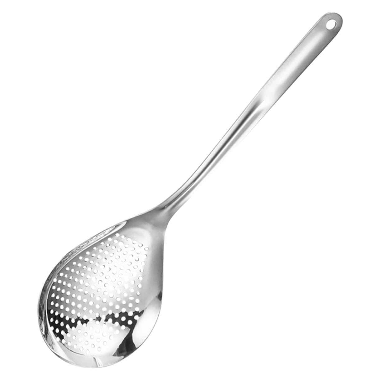 MUCKLILY Stainless Steel Frying Oil Strainer Spoon Long Handle Skimmer for Hot Pot Dumplings Smooth Surface Colander for Cooking Serving Kitchen Tool