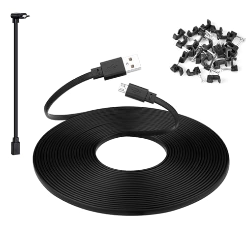 Smays 25 ft Micro USB Extension Cable for Wyze Cam v4, Pan v3, Nest, Black