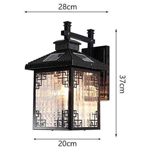 Lanterne murale solaire en aluminium et verre pour éclairage extérieur de balcon