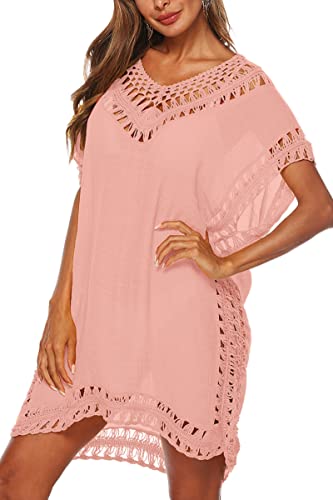 Image of Adisputent Womens Swimsuits Cover Ups Crochet Chiffon Beach Cover Bathing Suit Bikini Wear Coverups Dress