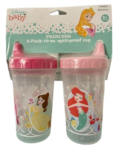 Disney Baby Toddler Sippy Cups for Boys | 10 Ounce Princess Sippy Cup (Pack of 2) | Durable Red & Yellow Leak Proof Travel Water Bottle for Toddlers...